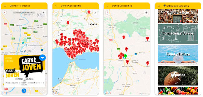 Aplicación móvil de oferta descuentos con el Carné Joven en Andalucía