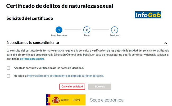 Primer paso para obtener el certificado de delitos sexuales online